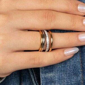 Jbloom Bebe Stack Ring size 9 (runs small)  Gold Stainless/Stainless/Crystal